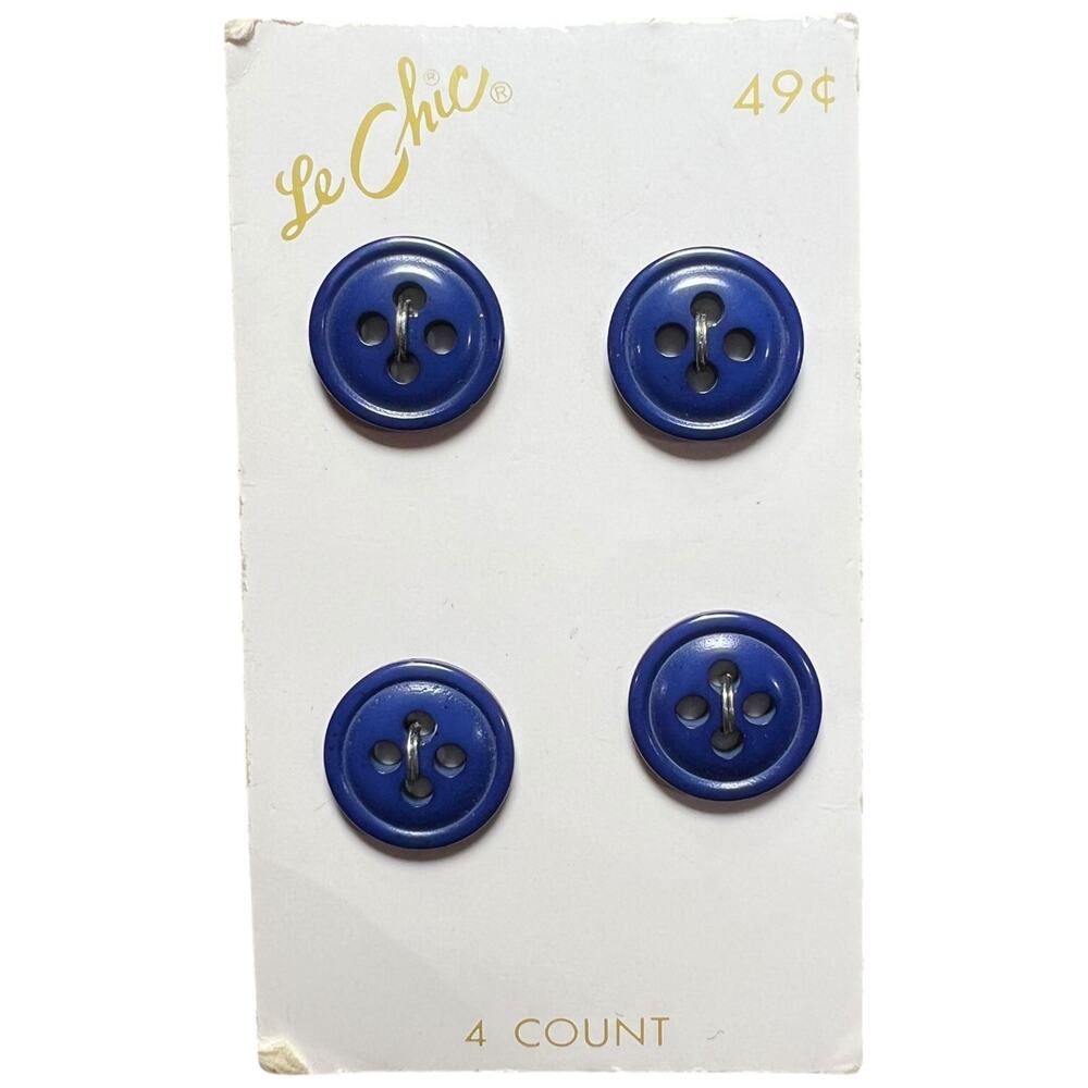 Vintage Le Chic Navy Blue Coat Buttons Ridged Rim Blumenthal NOS